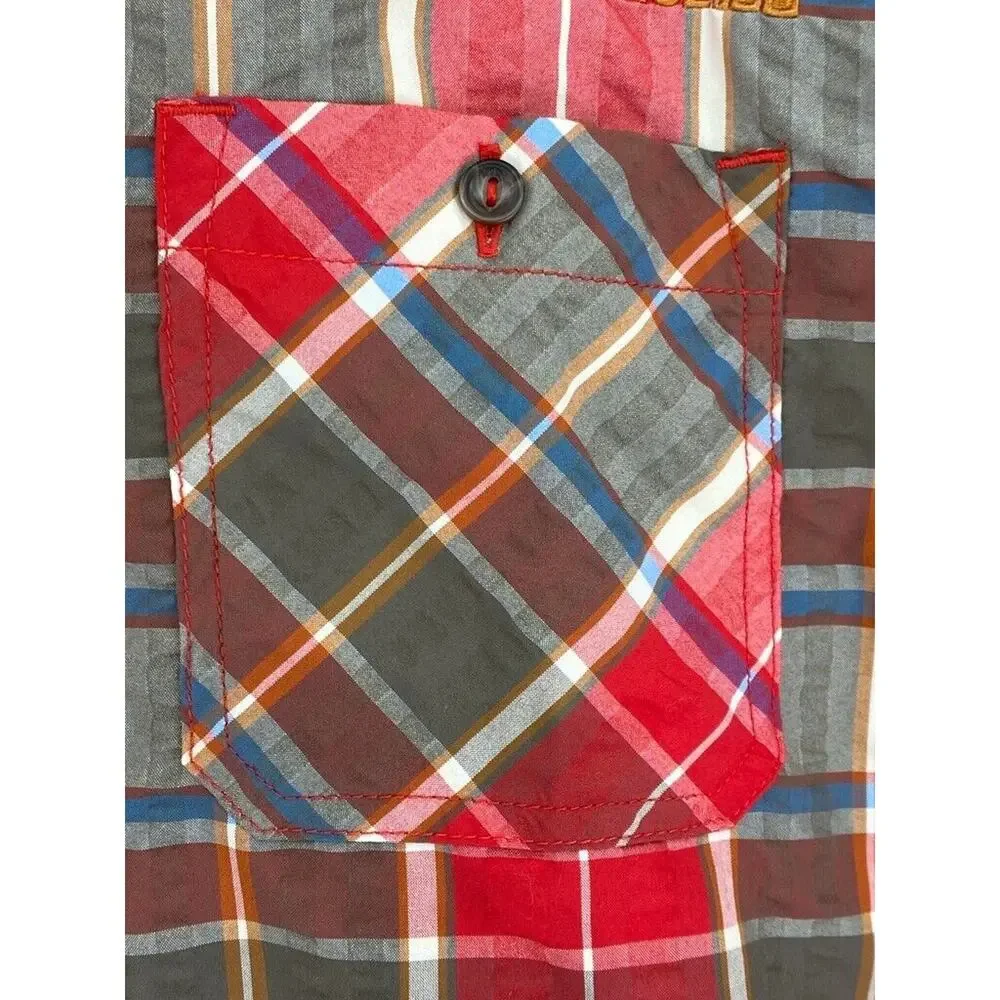 The North Face Shirt Mens Large Red Plaid Button Down Short Sleeve Outdoor Hike